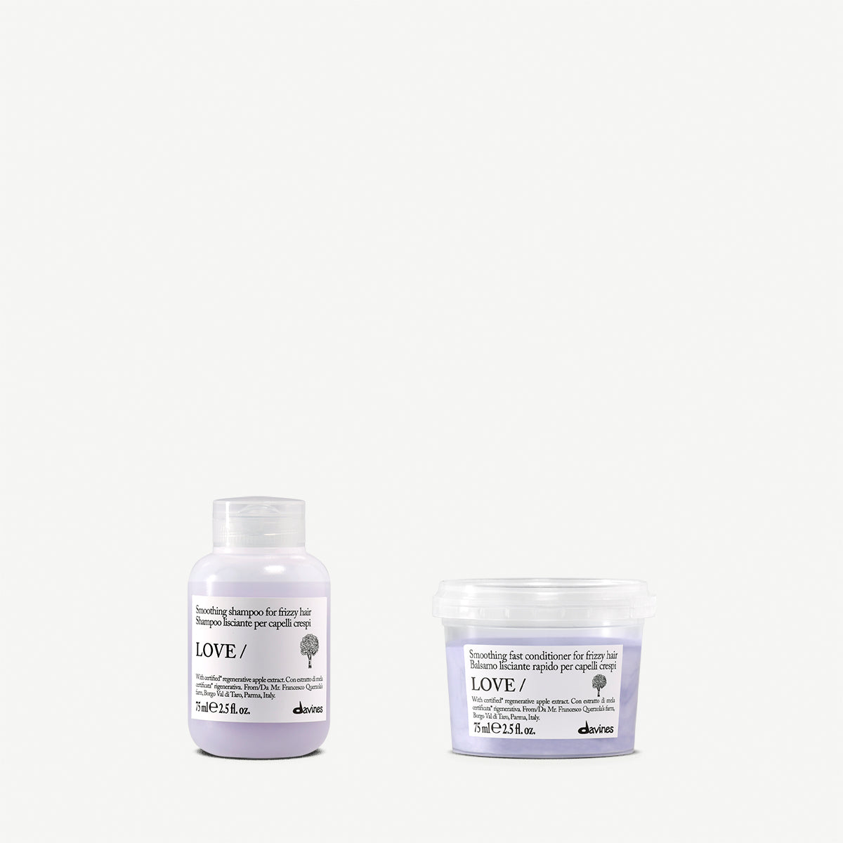 LOVE Smoothing Shampoo & Conditioner travel set 1 Davines