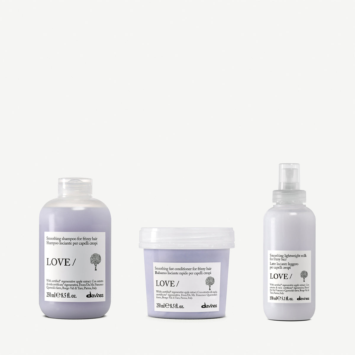 LOVE Smoothing set voor fijn/medium haar 1 Davines
