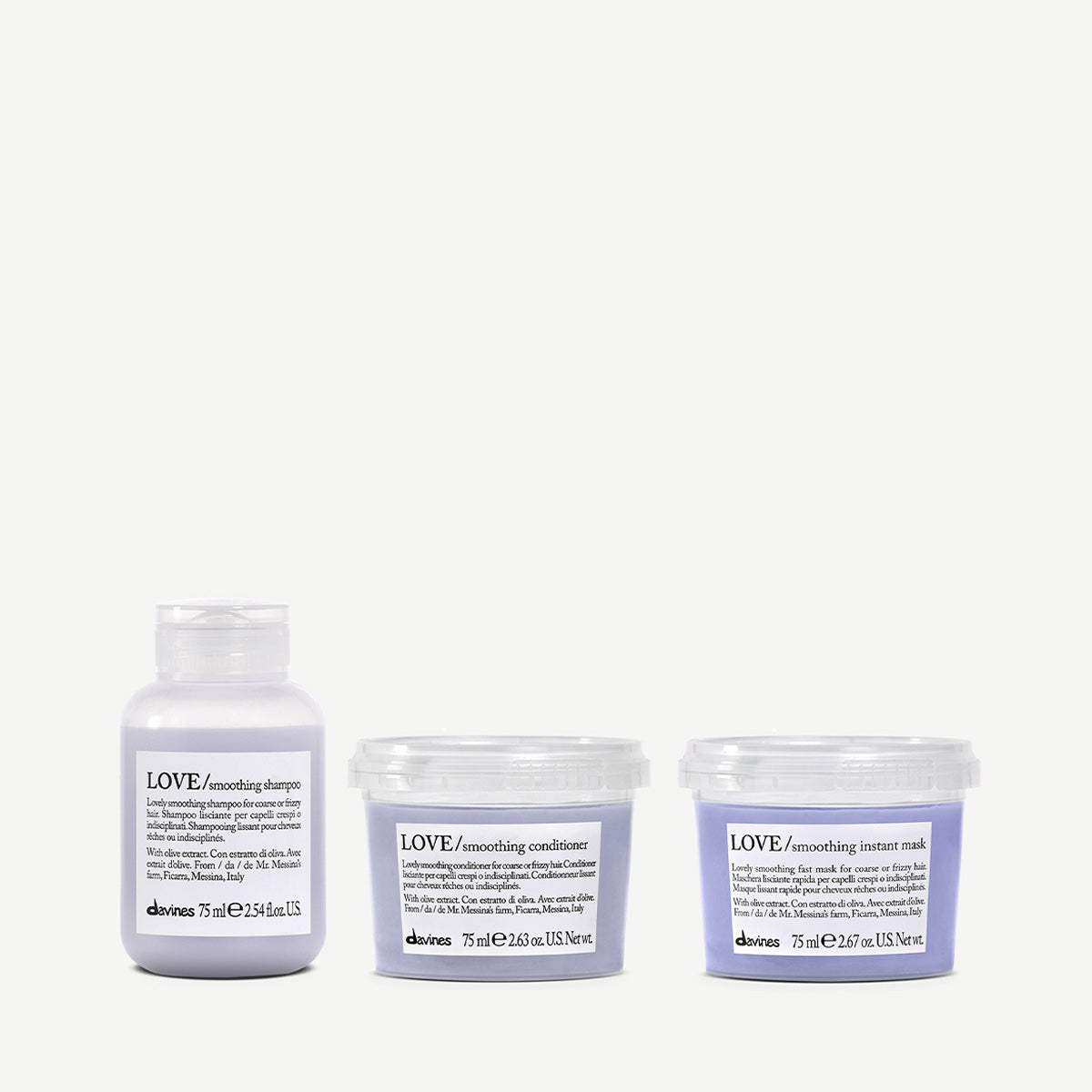 LOVE Smoothing complete verzorging mini set 1  3 pz.Davines