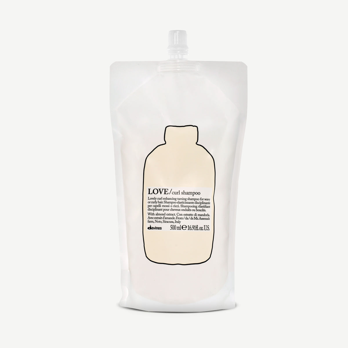 Davines Nederland LOVE Curl Shampoo Refill - Krulversterkende en temmende shampoo navulverpakking voor golvend en krullend haar.