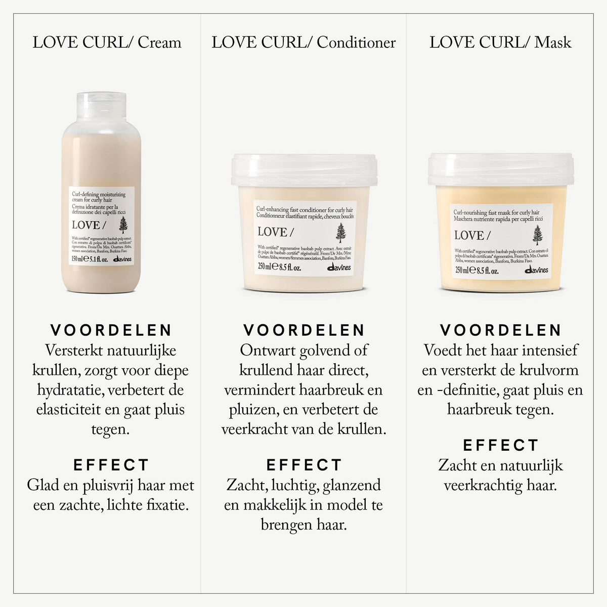 
Davines Nederland LOVE CURL Cream - Hydraterende crème voor krullend haar die krullen definieert.
