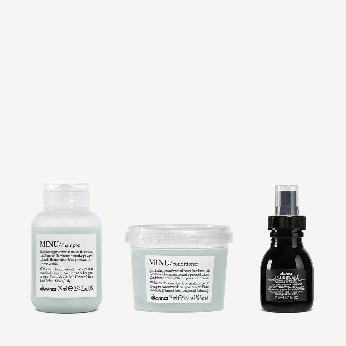MINU basic &amp; OI travel set 1  3 pz.Davines
