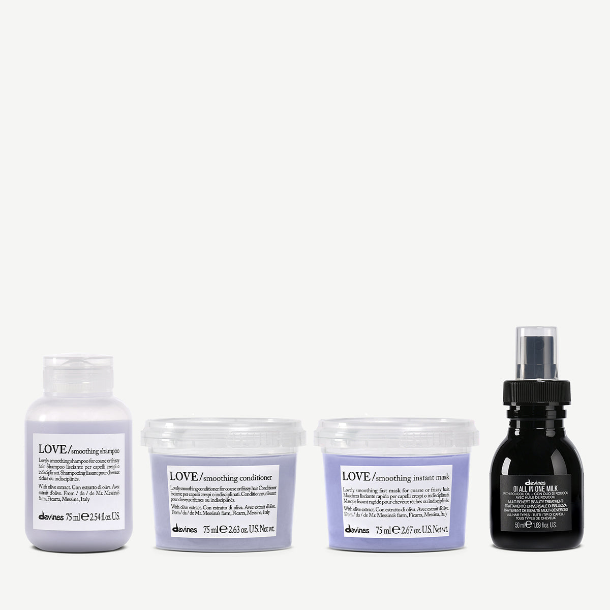 LOVE Smoothing &amp; OI travel set 1  5 pz.Davines
